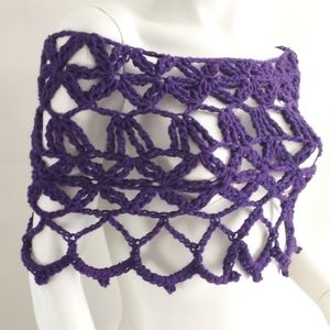 ⚓Cape Cover up Boho Crochet Lace Lightweight Shrug Poncho Wrap Scarf